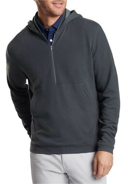 Peter Millar Men's Iron Grid Performance Half-Zip Hoodie Medium